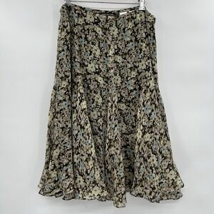 VTG Jones New York Women Silk Floral Skirt Sz 16W Flowy Soft Grunge Indie Sleaze